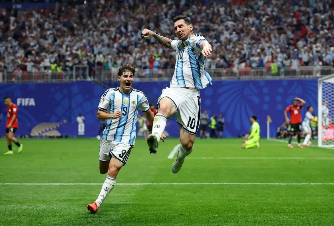 Lionel Messi celebrates after scoring for Argentina against Egypt at World Cup 2026