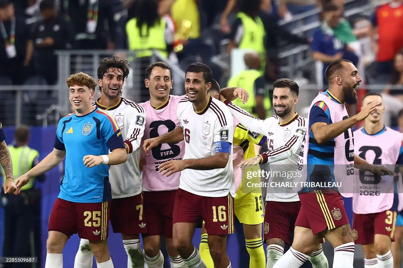 Spain celebrate after beating France in the World Cup 2026 semi-final